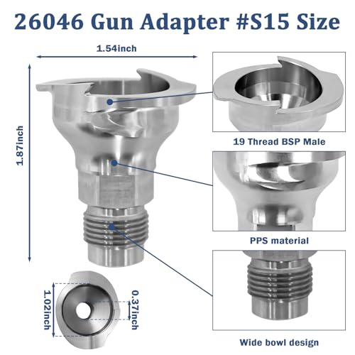 Image of SuperDi 26046 PPS 2.0 Spray Gun Adapter #S15 / 19 Thread BSP /3 /8 Inch Male