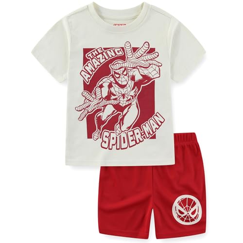 Marvel Spider-Man Boys Short Sleeve T-Shirt and Mesh Short Set for Toddler and Big Kids