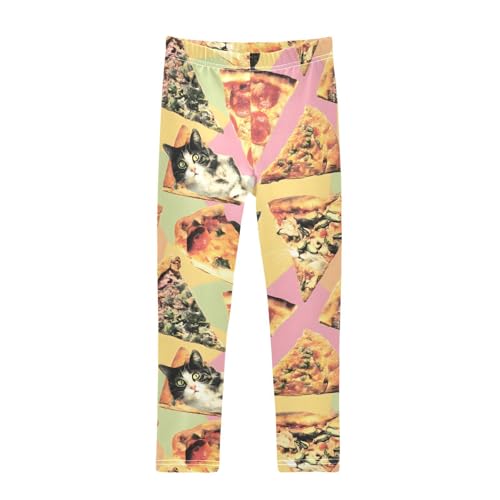 Pizza Cats Girls Leggings Soft Stretch Workout Yoga Dance Pants for Kids Casual Tights