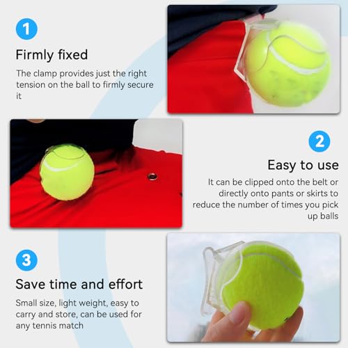Jwthee 4 PCS Tennis Ball Holder, Tennis Ball Waist Clip Holder Waistband Clip Small Portable Sports Equipment for Practice and Matches (Transparent) - Thumbnail 4
