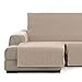 Vipalia Cubre Sofa chaiselongue Ajustable. Funda para Sofa Chaise Longue Brazo Izquierdo Largo. Protector Antimanchas Chenilla. Color Beige. Chaise Largo Izquierda
