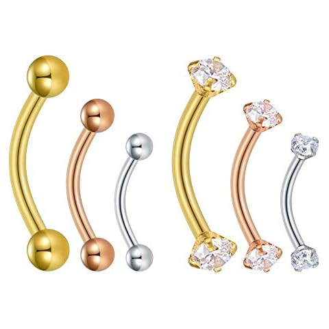 Longita 6PCS Curved Eyebrow Rings Set Cover