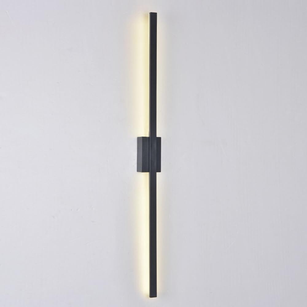 TCHAUSGZUS Modern Linear Wall Sconce - Minimalist Long Strip Wall Light Fixture, Hardwired Wall Wash Lights for Living Room, Bedroom(Black,80cm)