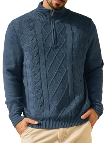 Pull homme à zip quart anti-froid col montant coton doux pour peau sensible