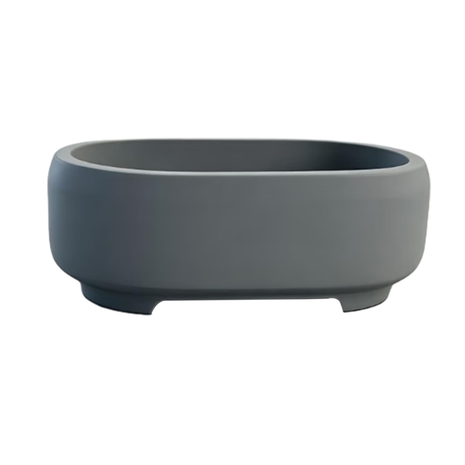 sugerou Oval Plant Pot for Indoor Succulents, Decorative Modern Flower Container for Small Foliage Plants, Durable PLA Desk Organiser for Home Office, 15cm Length Grey