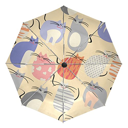 Parapluie automatique Vnurnrn pliant avec protection UV motif chat de souris