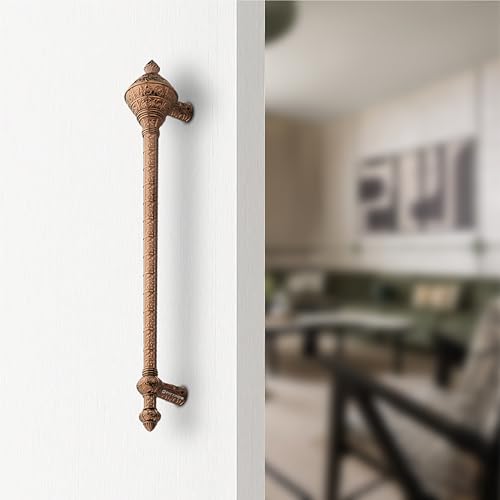 Image of Royal Gada Door Handle for Main Door /22 Inch Traditional Main Door Handle /Pull Push Handle for Home /Office /Hotels Doors - (Hole to Hole 450mm, Pack of 1) - PVD Rose Gold - 3 Years Warranty