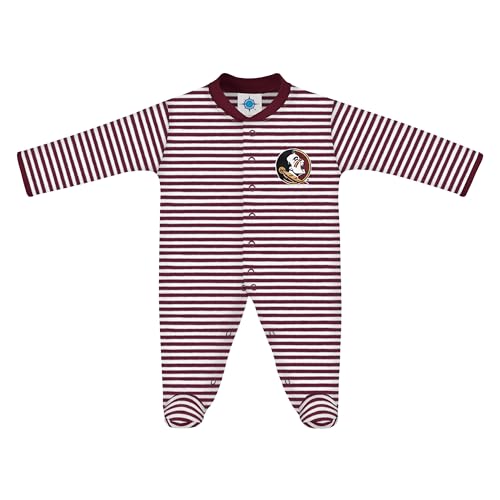 Image of Creative Knitwear College Baby Striped Footed Romper - Team Logo, Multiple Colors, for Boys & Girls (0-9 Months)