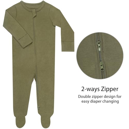 GUISBY Footed Long Sleeve Baby Pajamas with Zipper Cotton Infant Sleepwear3