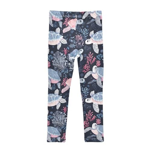 Cute Turtles Girls' Leggings Toddler Doodles Sea Beach Kids Yoga Pants Dance Active Tights 4T2