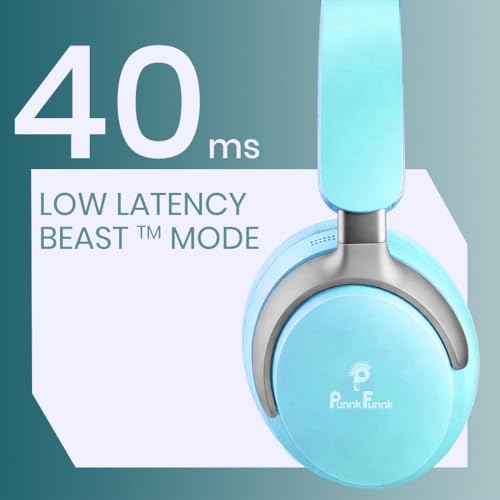 Image of PunnkFunnk Bass Over-Ear Bluetooth Wireless Headphones with Deep Bass, 40mm Drivers, Built-in Mic, Foldable Design, Soft Cushioned Ear Cups, AUX & TF Support for Music, Gaming & Calls (Blue)