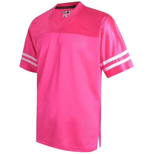 Pullonsy Hot Pink Custom Football Jersey for Men Women Vintage Outfits Workout Shirts Cool Tops Fashion Streetwear White Stripe-Pink Jersey Men Size 3X-Large