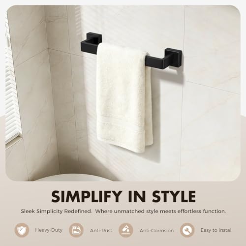 SUS304 Stainless Steel Bath Towel Bar Set Matte Black Bathroom Hardware Accessories Set Bathroom Towel Rack Wall Mount