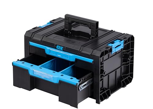 OX Tools TOOLTREK Trade 2 Drawer Tool Box, Tool Chest With Carry Handle, Portable Tool Storage