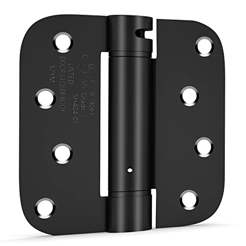 Goldenwarm Black Self Closing Door Hinges 4 Pack, 4 Inch X 4 Inch Spring Loaded Door Hinges With 5/8" Radius Corners #TOP27