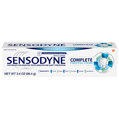 Sensodyne Sensitive Toothpaste for Sensitive Teeth, Complete Protection, 3.4 Ounce (Pack of 2)