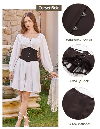 Image of Scarlet Darkness Corset Belt for Women Fishbone Wide Corset Pirate Belt | Fishbone Support, Front Buckle, Lace Up Back, Goth Renaissance Costume Accessory