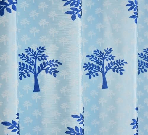 Image of Printed Tree 1 Piece Polyester Home & Living Room Eyelet Window Curtain - 5 Feet, Aqua Blue