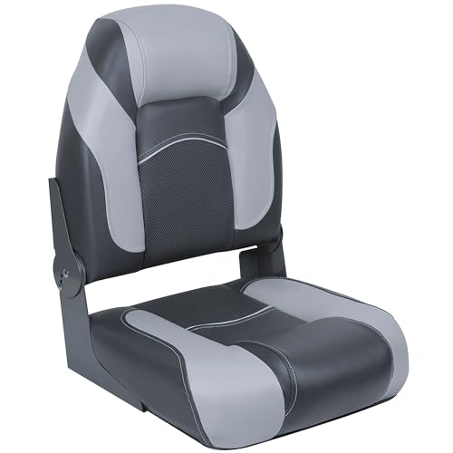 DeckMate High Back Folding Boat Seats - 2 pack - Charcoal and Gray