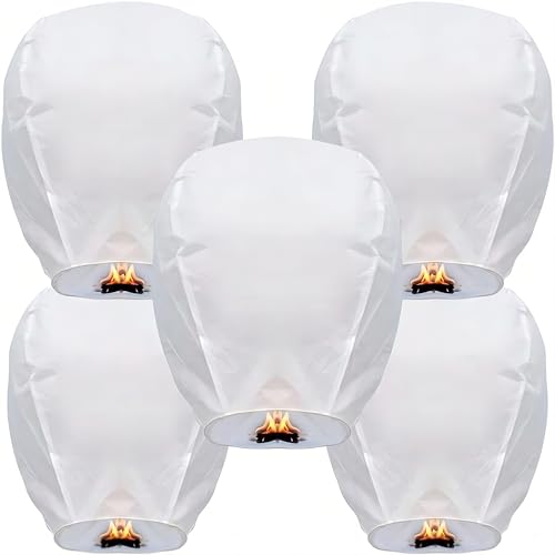 10 Pack White Paper Lanterns to Release in Memorial Decorative Round Paper Lanterns with a Marker Pen for Wedding, Party, Festival Decorations & Celebrations