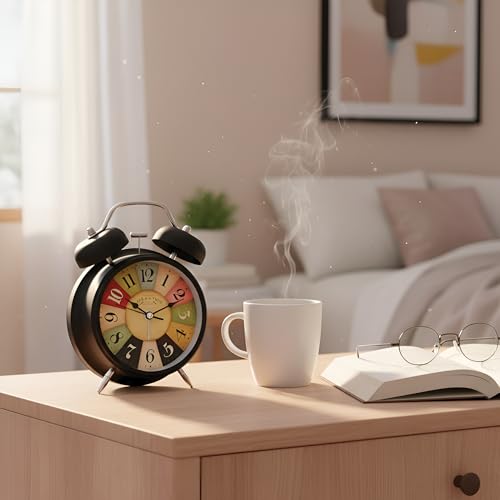 Image of Digital Alarm Clock Style Classic Analog Twin Bell Alarm Clock for Bedroom | Loud Alarm Desk Table Clock, Heavy Sleepers | Vintage Retro Clock for Home, Office, Study Table, Dcor