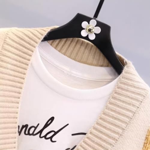 Image of ebossy Women's Cute Alpha Embroidery Cable Knit Cardigans Horn Button Sheep V Neck Slouchy Sweater Coat