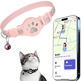 Collare Gps gatto, Gps per Gatti Senza SIM Senza Abbonamento, Impermeabile, Batteria a Lunga Durata, Localizzatore GPS per Gatto Funziona con goo- gle Find My (solo Android) (Rosa)