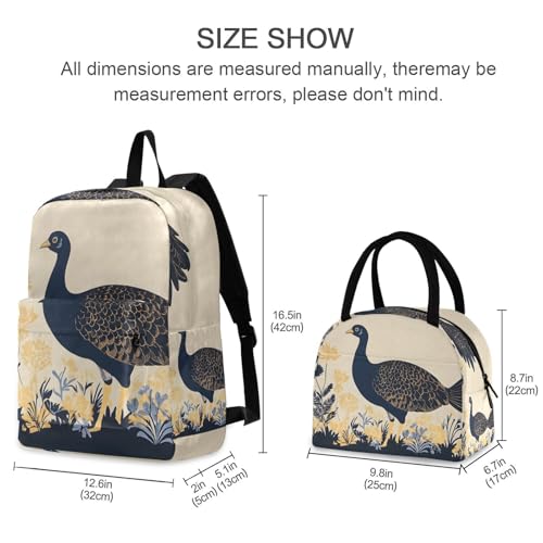 Anime Bird Print Backpack Set with Lunch Bag, Large Capacity Travel Backpacks and Lunch Box Insulated for Commute Hiking Picnic2