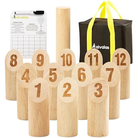 Aivalas Wooden Tossing Game Set, 12PCS Numbered Block Toss Games with Scoreboard & Carrying Case, Outdoor Lawn Backyard Beach Game, Gift for Christmas Family Toss Party Group Cover