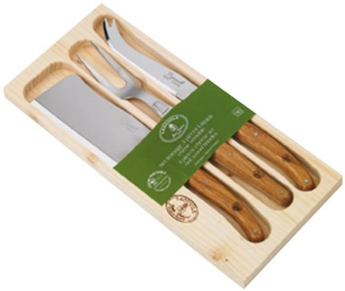 Laguiole Jean Dubost 97146 - Juego de Utensilios para Queso en Estuche de Madera (3 Piezas)