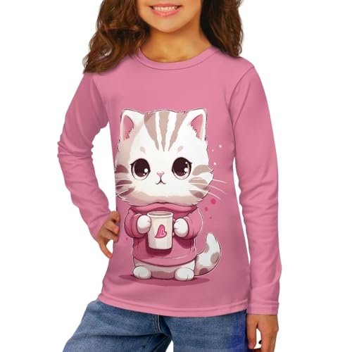 Image of Girls Long Sleeve T Shirt Cute Cartoon Crewneck Shirt for Kids 3-16Y Fall Winter Clothes