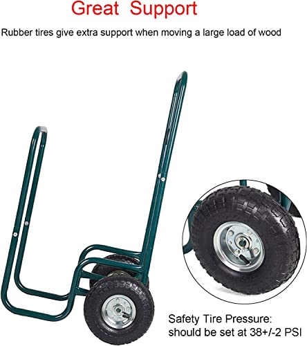 Firewood Log Rack Carrier Cart-220 Lb Weight Capacity Wood Rack Storage Mover With Rolling Wheel For Indoor & Outdoor Use #TOP2