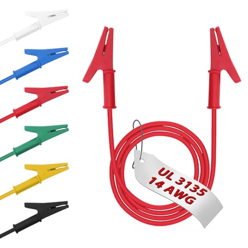 Image of 14 Gauge 6pcs /3.3Ft Alligator Clips Electrical with Wires UL3135,6 Colors Heavy Duty Silicone Test Leads Set Jumper Wires Kit for Testing