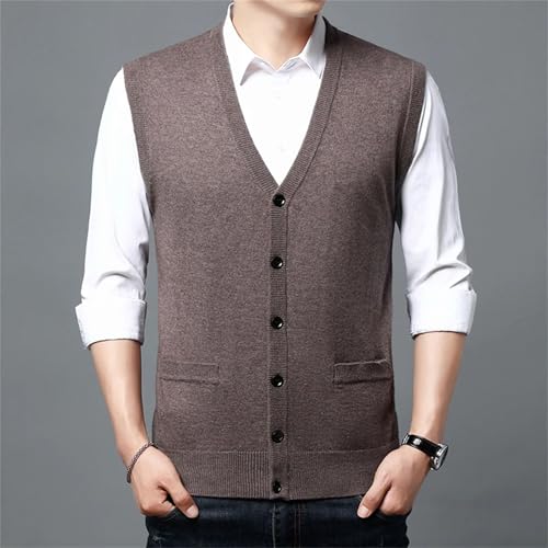 Men's Sweater Vest V-Neck Button Sleeveless Knitted Cardigan Winter Warm Tank Tops3