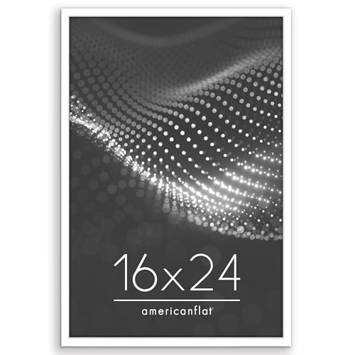 Image of Americanflat 16x24 Poster Frame with Polished Plexiglass - Streamline Collection - Thin Border Picture Frame for Wall Display - Hanging Hardware Included - White