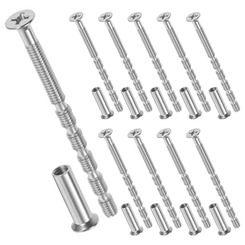 20 Pcs Vis Poignée Porte M4 x 60mm, Vis d'Assemblage Meuble avec Douille M4 x 16mm, Vis Relieuse Cruciforme pour Fixation de Poignées, Tiroirs, Armoires et...