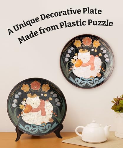 Image of PieceRelax 3D Puzzle Plate 124 Pieces - Dreaming in Night Garden - Jigsaw Puzzle for Adults, Decorative Plate with Durable Plastic Pieces, Ideal Gift for Home or Office Decor [PL1020]