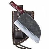 KOPALA Kitchen Knife Cleaver Full Handforged Carbon Steel Chef Knife with Leather Sheath