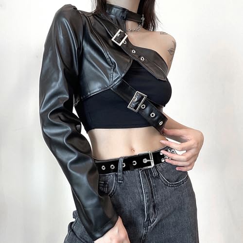 3 Pcs Black Studded Belt, Y2K Belt Star Goth EMO Punk Rock Double Grommet with Bright Pyramid Studded for Women Men (Star White Black)4