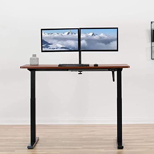 JIN OFFICE Manual Height Adjustable Desk | Manual Sit Stand Desk| Manual Standing Desk with Hand Crank| 80 kg Weight Capacity (Black Frame | Brown... - Image 4