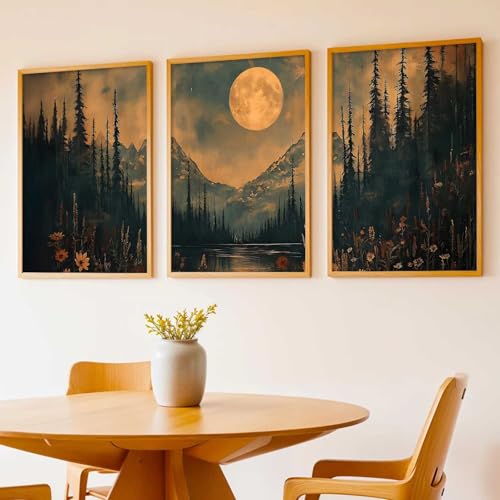 Image of kotart Big Aesthetic Mountains View Wall Art Paintings | Flowers Landscape Framed Painting | Vastu Frames for Living Room Bedroom Wall Decor Set Of 3 (13X17 inch)