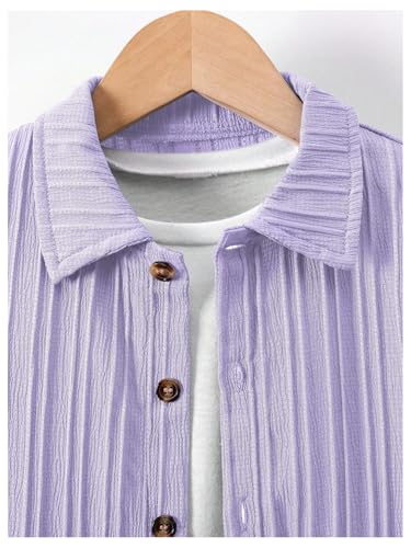 Image of SweatyRocks Boy's 2 Piece Summer Vacation Outfits Short Sleeve Collar Button Down Shirt and Shorts Clothing Set