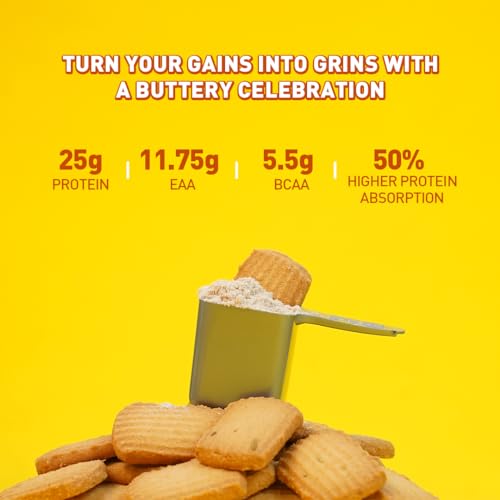 Image of MuscleBlaze Biozyme Performance Whey Protein Powder, Butter Cookie (2kg / 4.4lbs) & Micronised Creatine Monohydrate CreAMP Powder, Unflavoured (32 Servings, 100g)| Pack of 2