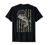 Fishing Camo American Flag Bass Fish (Design on Back) T-Shirt