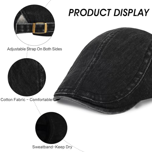 Image of 3Pcs Men's Newsboy Caps Cotton Cooling Hat Adjustable Flat Cap for Men