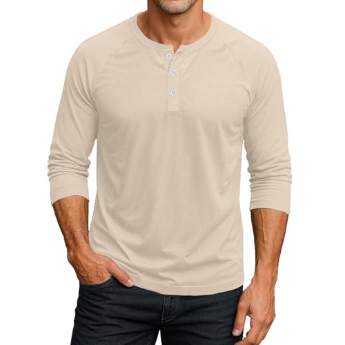 HXHYQKP Mens 3/4 Sleeve Shirts Baseball Tshirt Summer Casual V Neck Henleys T-Shirt Single 3 Button Plain Shirts2