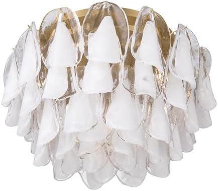 Metropolitan Verla Crest 24.25" 6-Light Flush Mount - Legacy Brass with White and Clear Hand-Formed Glass (Bulb Not Included)