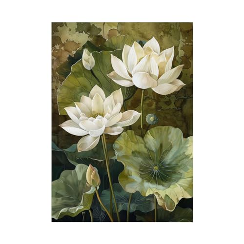 Tableau decoration murale salon fleurs vintage 40x60cm