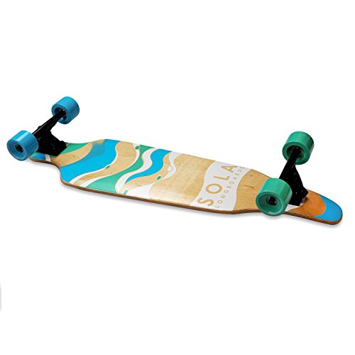 Sola Bamboo Premium Graphic Design Complete Longboard Skateboard - 36 To 38 Inch (Wave) #TOP4