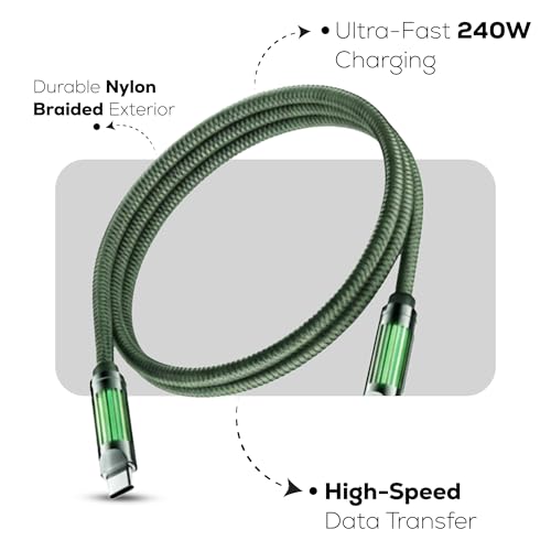 Image of J&W Fast Charging Accessories Series | USB-C to USB-C Cables (Standard, Magnetic, RGB) & Magnetic Wireless Charger | Durable & High Speed Charging (Strong Cable LED (Grey))